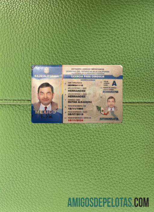 Carteira de motorista do estado da Baja Califórnia do México fotolook frente exemplo real